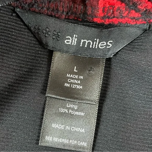 Ali Miles Sweater Womens Large Red Black Cowl Sleeve Art To Wear A99 - Picture 9 of 12